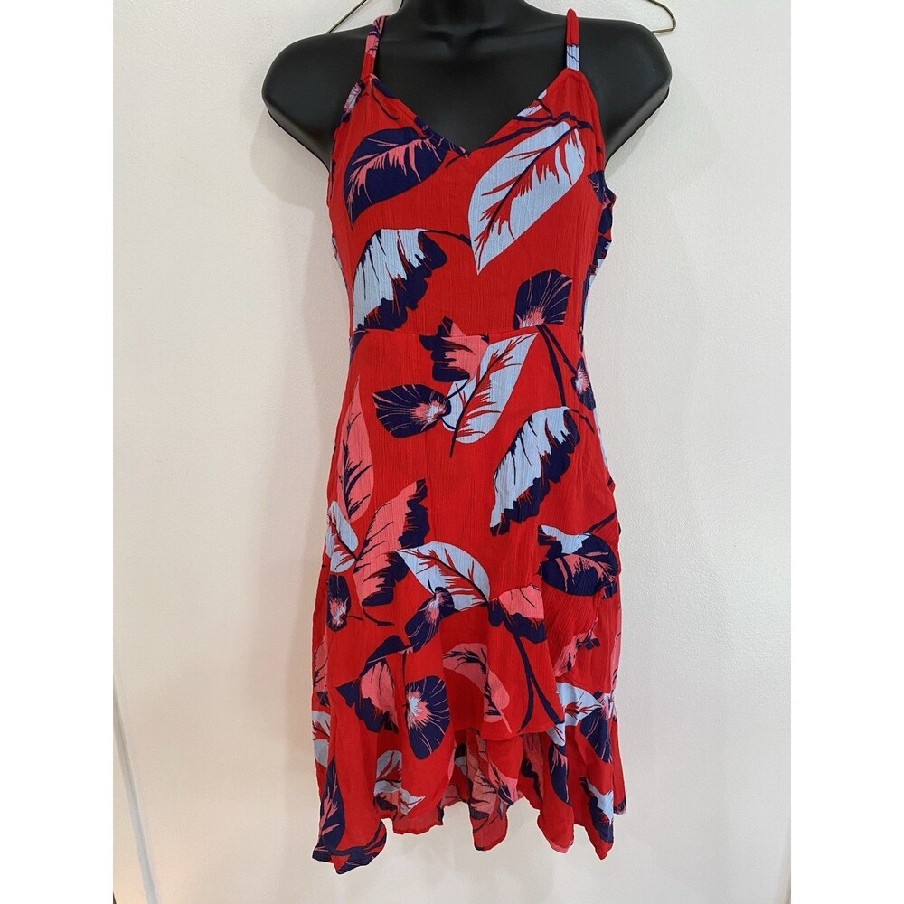 Express Size Small Floral Leaves Print Dress Beach Tropical Midi Wedding Guest